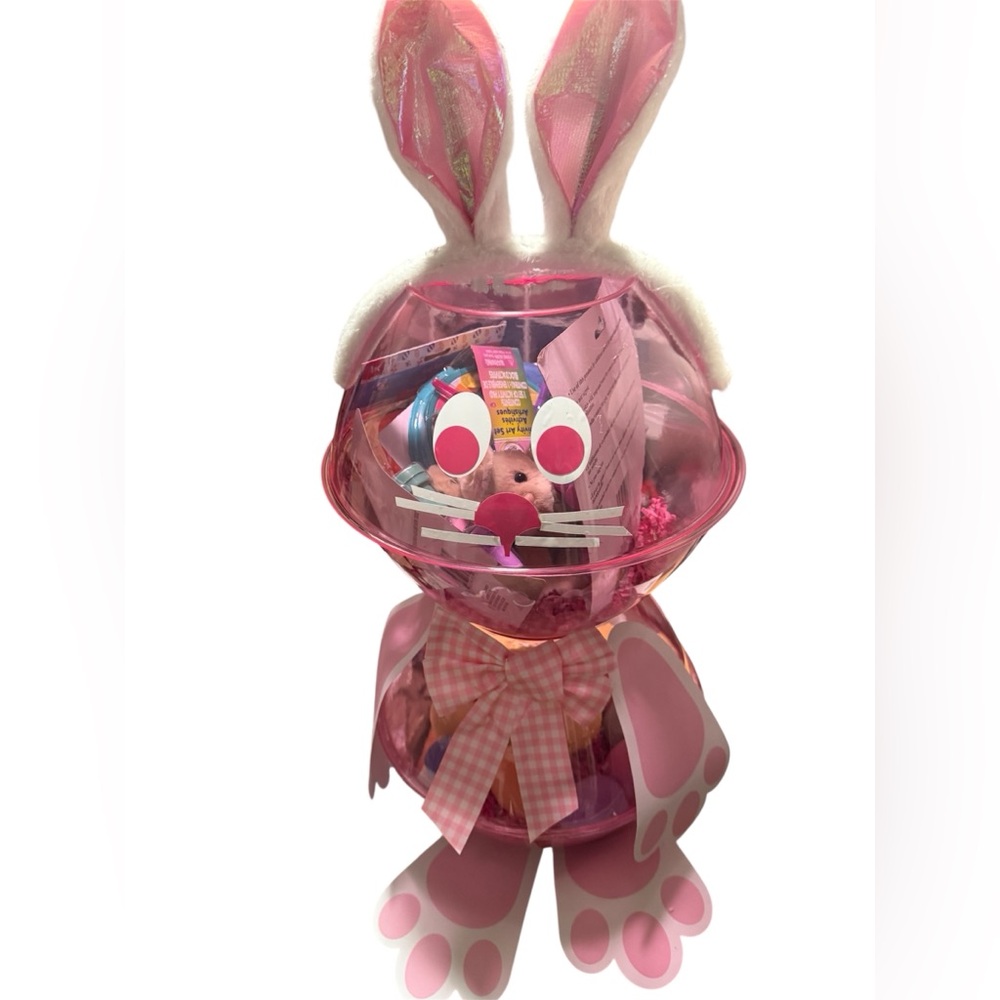 Pink Bunny Gift Basket with Bunny Ears with out gifts
